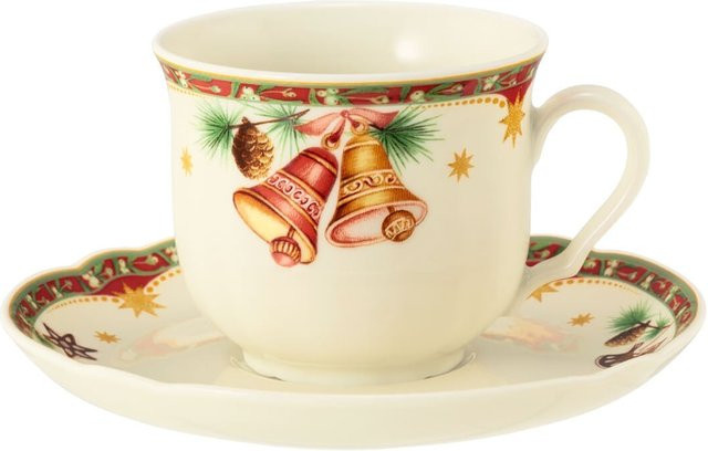 Seltmann Weiden Kaffeetasse mit Untertasse Marieluise Weihnachtsnostalgie, Weiß, 2er Set, 230 ml - Bild 1