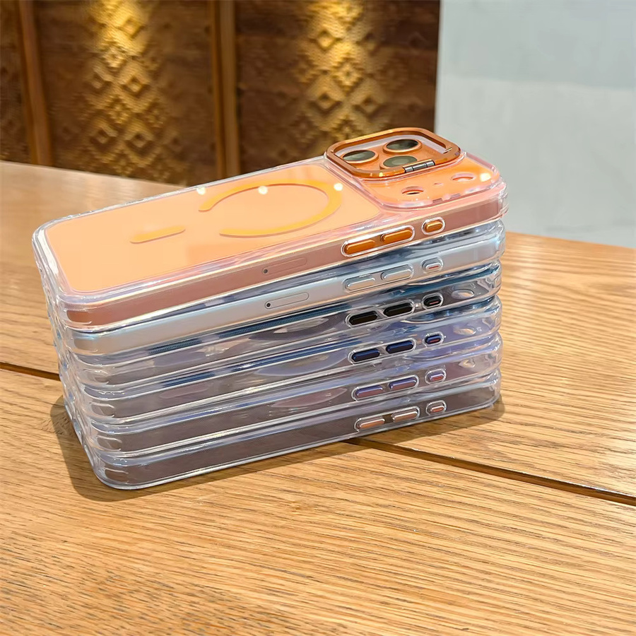 Xeber MagSafe Magnetische Schutzhülle mit Objektiv-Ständer für iPhone 17 16 15 14 in Transparent oder Pink - Bild 2