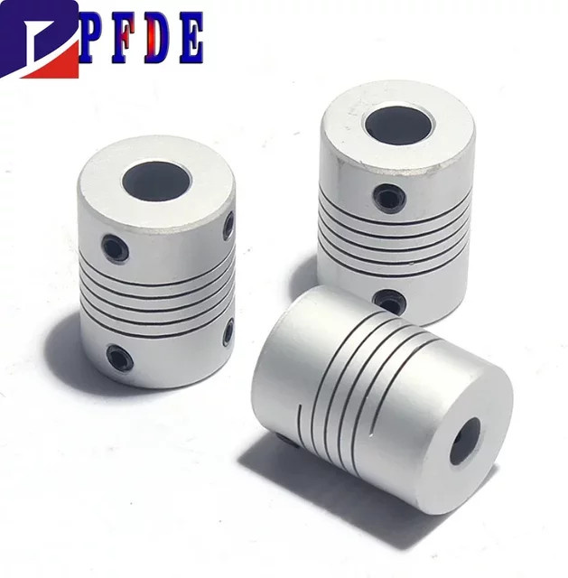 3er Set Flexible Aluminium CNC Motor Wellenkupplung Silber, Durchmesser: 19 mm, Länge: 25 mm, Bohrung: 5 mm bis 8 mm - Bild 1