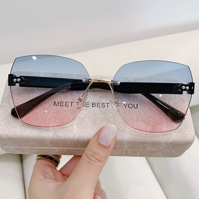 Sonnenbrille für Damen, randlos, Metall, Farbverlauf, UV400 - Bild 1