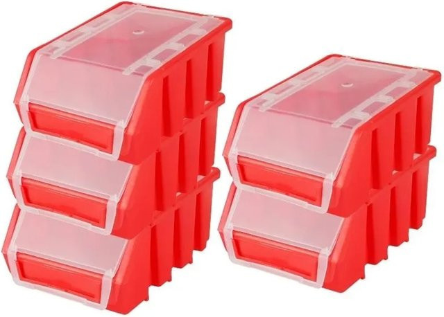 PROREGAL SuperSparSet 5x Sichtlagerbox 2 mit Deckel, Farbe Rot, H x B x T: 7,5 x 11,6 x 16,1 cm - Bild 1