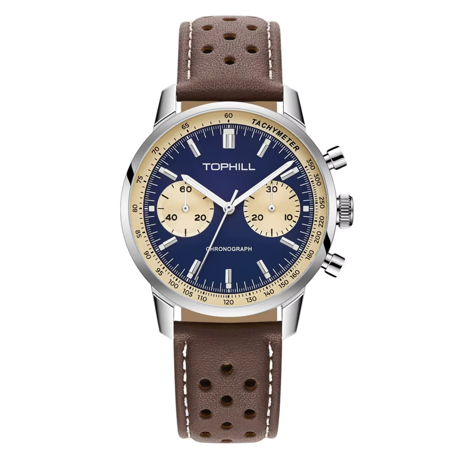 TOPHILL Chronograph, Automatik, Edelstahl, Leder, Saphirglas, Herren - Bild 5