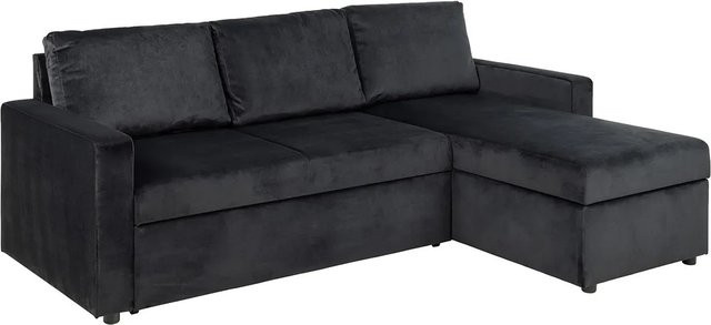 ebuy24 Sacramento Schlafsofa mit Chaiselongue in Anthrazitgrau, wendbar mit Ausziehschublade und versteckter Aufbewahrung, B/T/H: 139 x 195 cm - Bild 1