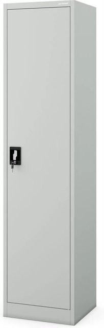Jan Nowak Büro Aktenschrank ALEX aus Metall in Grau mit verstellbaren Regalböden und Schloss, H x B x T: 185 x 45 x 40 cm - Bild 1