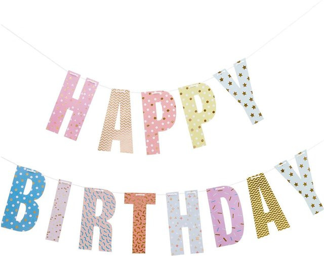 Rico Design Paper Poetry Happy Birthday Girlande in Bunt mit 3m Länge - Bild 1