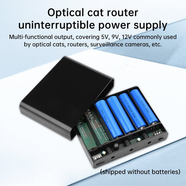 DIY-Kit DC-USV Power-Box mit 6 Stück 18650 Lithium-Batterien, schweißfreie Konstruktion für optische Katzen-Router, 60 W, Schwarz - Bild 1