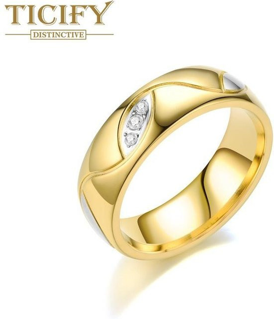 TICIFY Ring Edelstahl, Gold, Zirkonia, Unisex - Bild 1