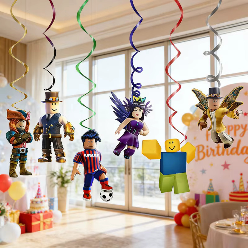 Robloxed Party-Deckendekoration 6 Stück Hängende Spiralen in Multicolor für Geburtstagsfeiern - Bild 3