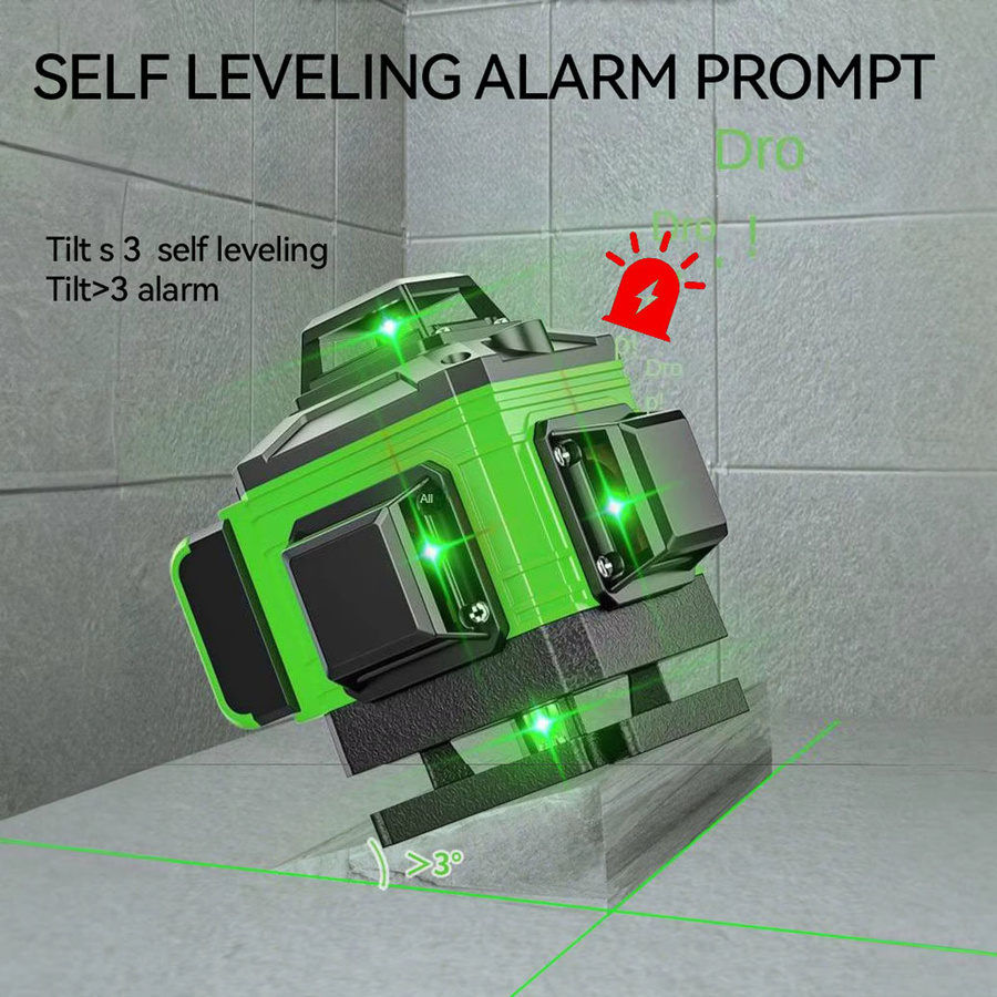 Professionelles 4D-Lasernivelliergerät mit 16 Linien und grünen Laserstrahlen inklusive Stativ und 2 Batterien zur horizontalen und vertikalen Selbstnivellierung - Bild 7