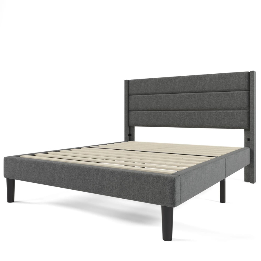 okwish Polsterbett mit Matratze modern B/T/H: 146 x 200 x 210 cm grau grün - Bild 2