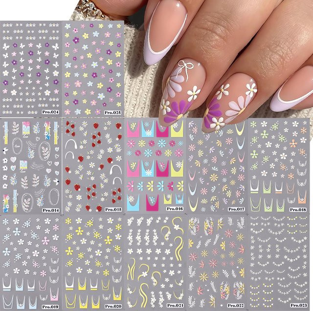 SWEET TREND Nagelaufkleber Set, Matt, Blumen und Schmetterling - Bild 1