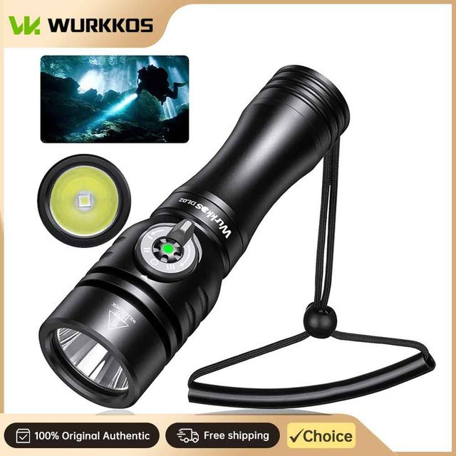 Wurkkos DL02 IP68 Tauchlampe in Schwarz mit 3000 Lumen und wiederaufladbarem Akku - Bild 1