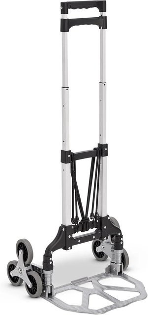Juskys Klappbare Treppensackkarre aus Aluminium in Silber, Schwarz und Grau mit Handschuhen und Packbändern, Tragkraft bis 80 kg - Bild 1