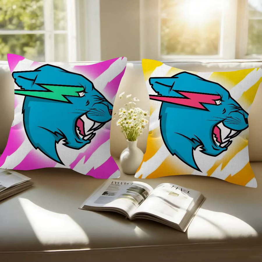 Dekorativer Kissenbezug Game Blogger Logo mit Tier-Grafik aus Polyester, B/H: 50 x 30 cm, Mehrfarbig - Bild 2