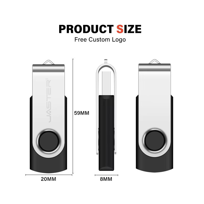 JASTER USB-Stick aus Kunststoff mit drehbarer Funktion in Schwarz und Grün - Bild 2