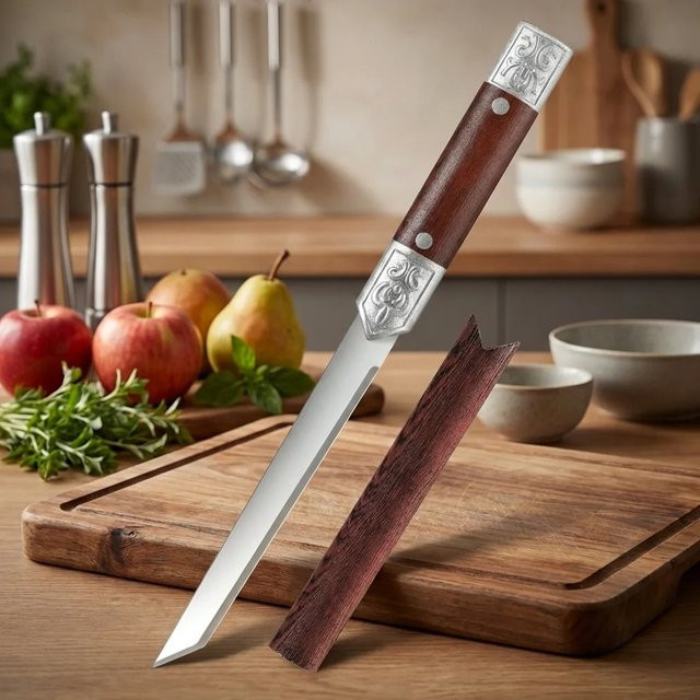 BAFENGS Professionelles Edelstahl-Outdoormesser in Rot als Allzweckmesser für Fleisch und Obst - Bild 1