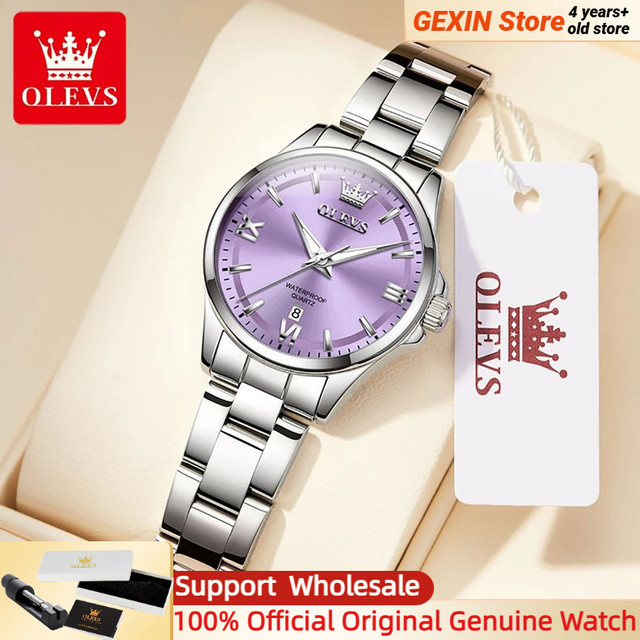 OLEVS Armbanduhr Edelstahl, Quarz, Silber, Datum, Damen - Bild 1