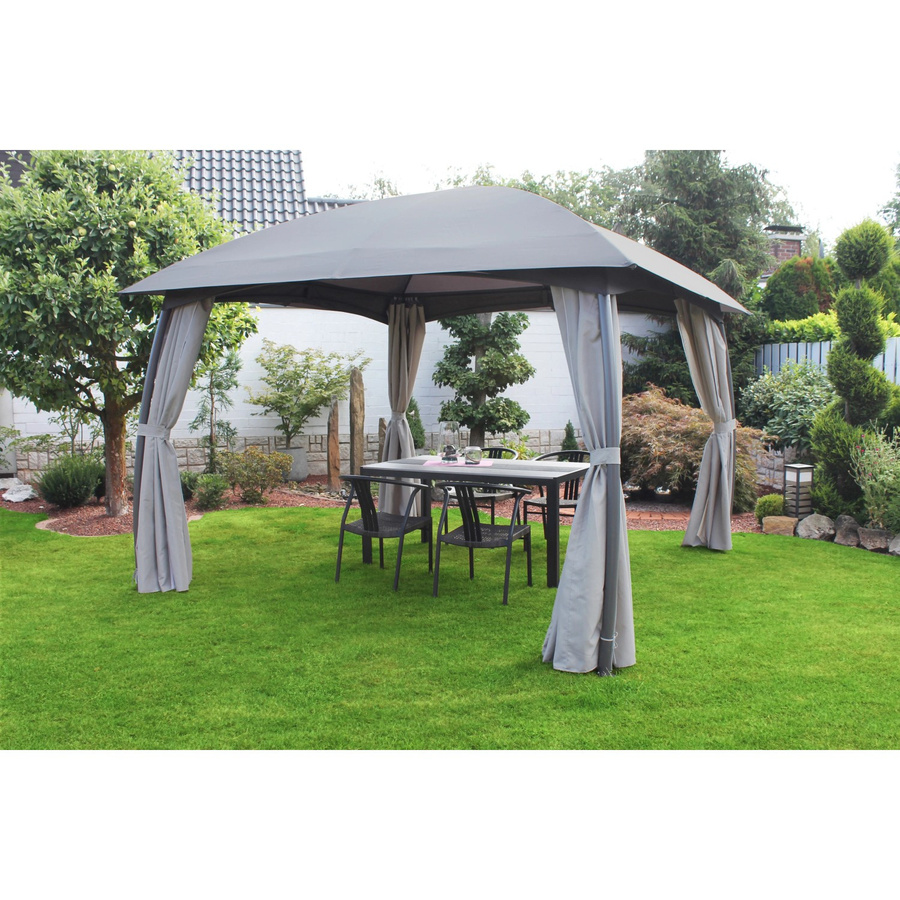 Leco Garten-Pavillon Milena mit Seitenvorhängen aus Polyester und Stahlrohr, grau/anthrazit, B/T/H: 330 x 330 x 268 cm - Bild 6