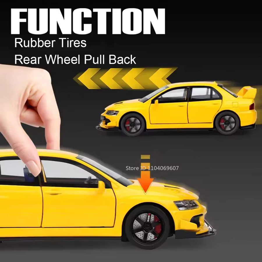MAKEDA Mitsubishi Lancer Evolution IX Sportwagen, Modell Spielzeug, 1:32, Metall, mit Licht und Sound - Bild 3