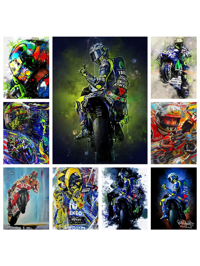 Potdemiel Aquarell Motorrad Mosaik DIY Diamant Malerei 5D Racer Wandkunst Multicolor - Bild 2
