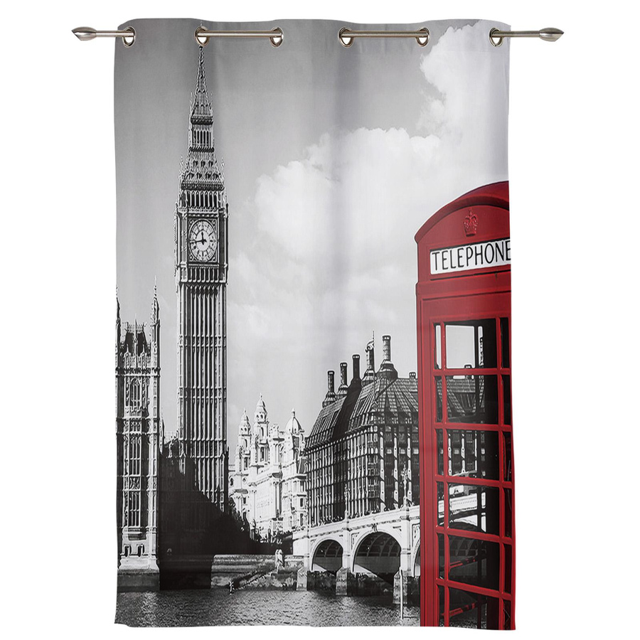 Binchi Outdoor Equipment Londoner Telefonzelle Vorhang mit Grafikdesign, halbtransparent, Mehrfarbig, Breite: 135 cm, Höhe: 115 cm - Bild 3