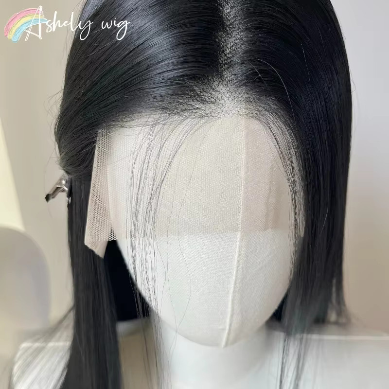 Schwarze Lace-Front-Perücke für Damen, 66 cm, hitzebeständige Synthetikfaser - Bild 3