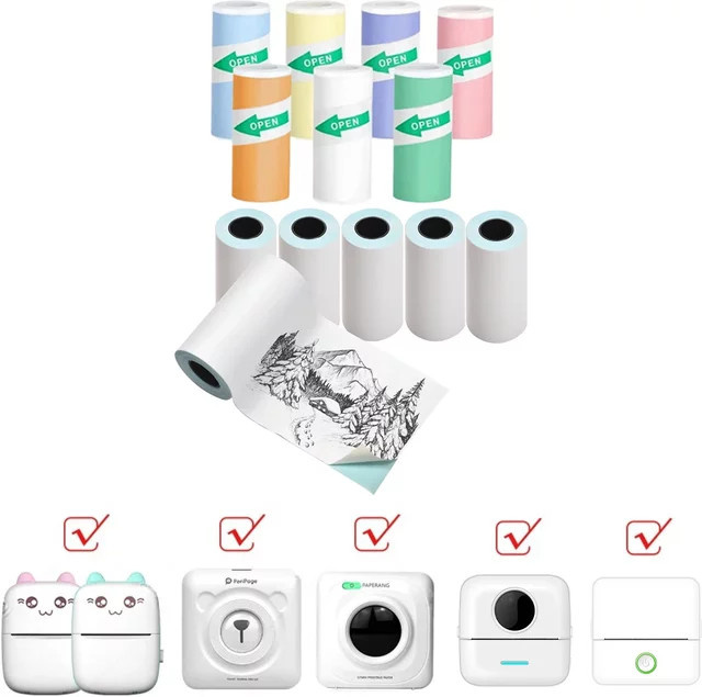 Selbstklebendes Farbetiketten-Thermopapier für Mini-Drucker, Mehrfarbig, Breite: 5,7 cm - Bild 1
