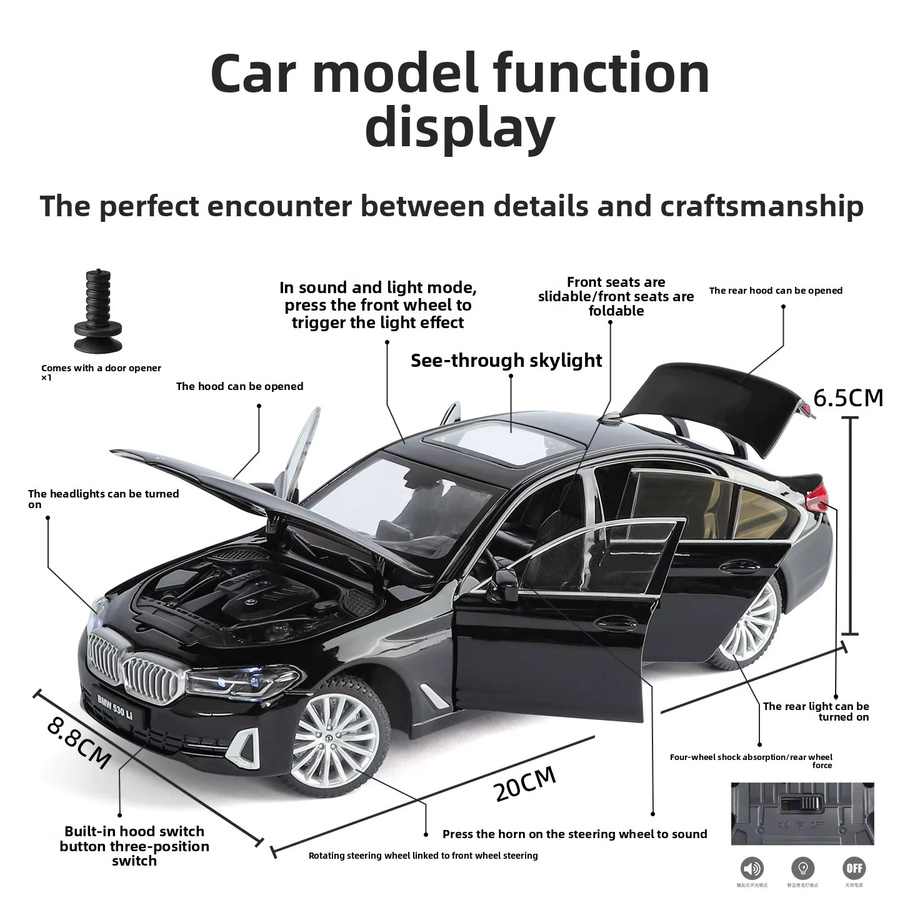 MAKEDA BMW 530li Automodell, 1:24, mit Ton und Licht, ab 6 Jahren - Bild 4