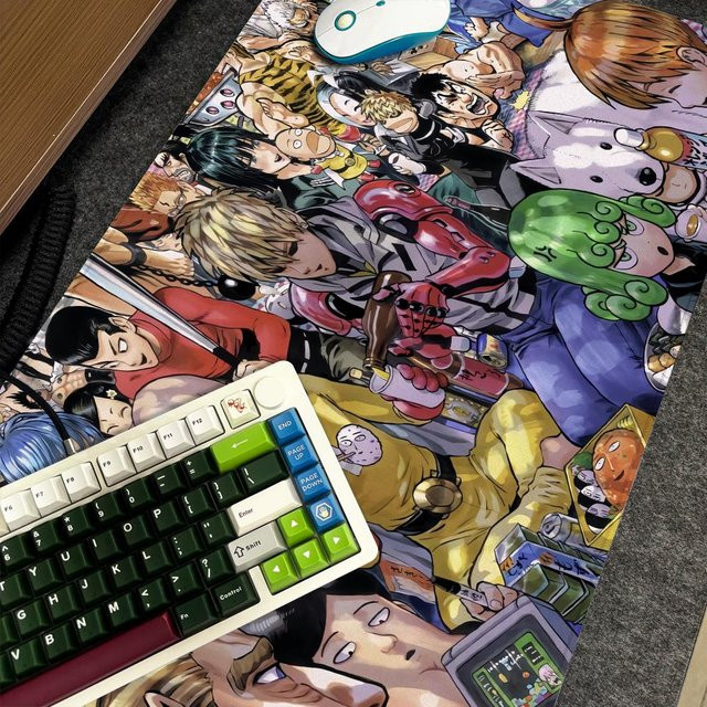 Anime One-Punch Man Mauspad XXL rutschfeste Schreibtischunterlage in Schwarz und Multicolour, B/T: 90 x 40 cm - Bild 1