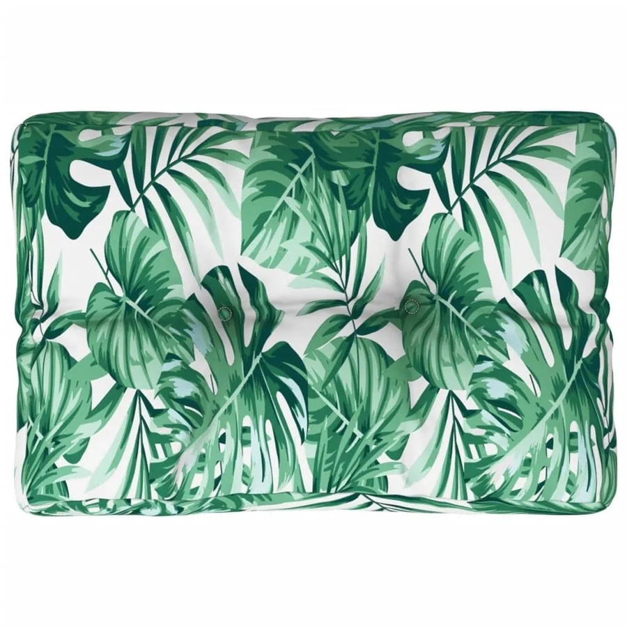 vidaXL Palettenkissen mit Blattmuster in Grün aus Polyester, wasserabweisend und UV-beständig, B/T/H: 50 x 40 x 12 cm - Bild 2