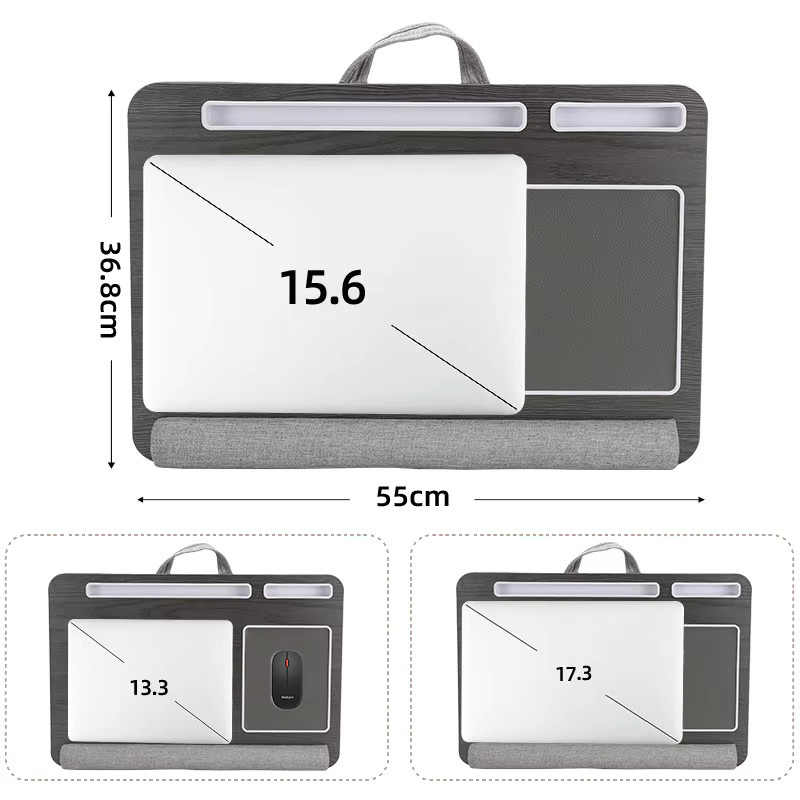 MUMUCC Laptop-Schreibtisch mit Doppelrillen-Design, rutschfester Stange und integriertem Mauspad in Schwarz - Bild 4