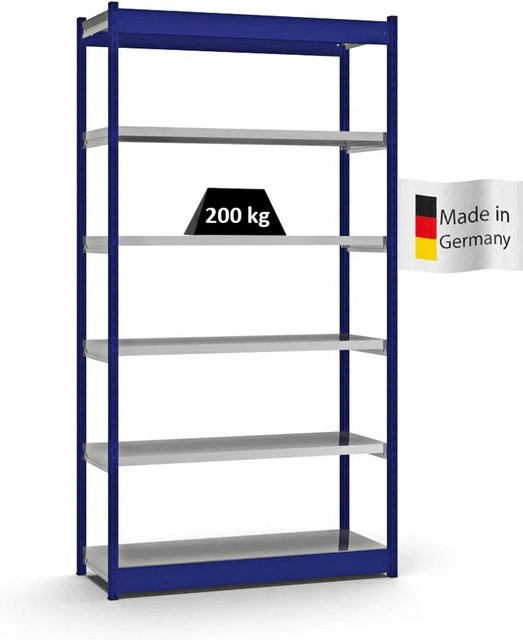 PROREGAL Fachbodenregal Stecksystem mit 6 Ebenen in Enzianblau, H x B x T: 250 x 132,5 x 40 cm - Bild 1