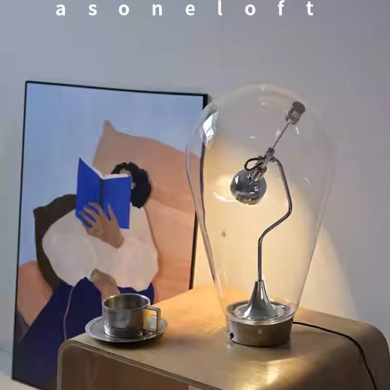 JIANKEXING Designer Schreibtischlampe aus Glas in Transparent mit Touch-Dimmung und warmweißem Licht für Büro und Schlafzimmer - Bild 4