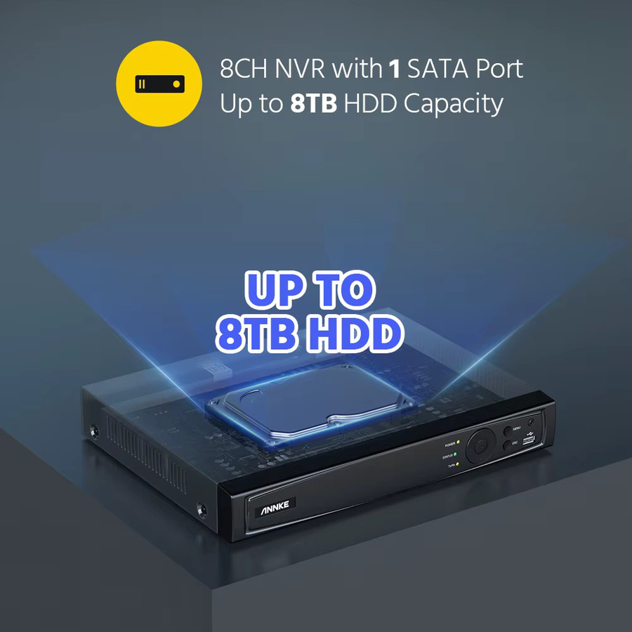 ANNKE NVR Video Recorder für 8CH oder 16CH IP PoE Kameras mit H.265 Kompression in Schwarz - Bild 2