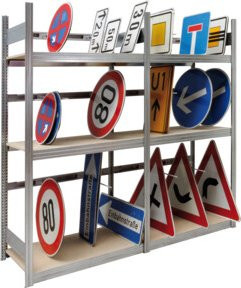 Regalwerk BERT-Schilderregal Anbaufeld Stecksystem verzinkt, Farbe: Silber, H x B x T: 250 x 128,5 x 60 cm - Bild 1