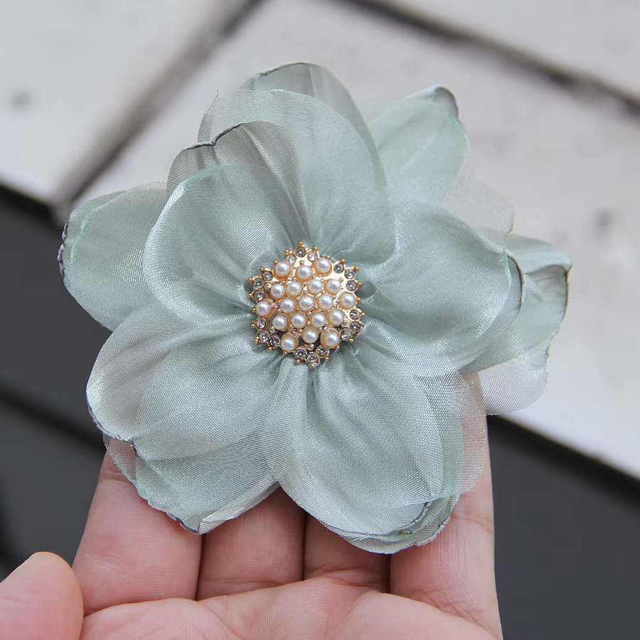 10 Stück Chiffon Organza Stoffrosen mit Strass-Mitte in Multicolour, Durchmesser: 9 cm, für Hochzeitskleider und DIY-Dekoration - Bild 2