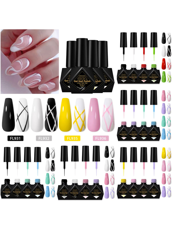 Four Lily 3-in-1 Gel Nagellack Set, Glitter, 4 x 10 ml, Glänzend - Bild 6