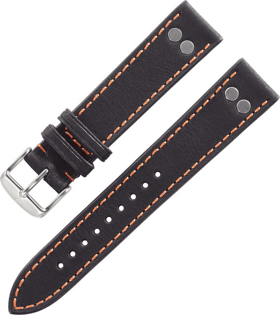 Laco Uhrenarmband Leder, schwarz - Bild 1