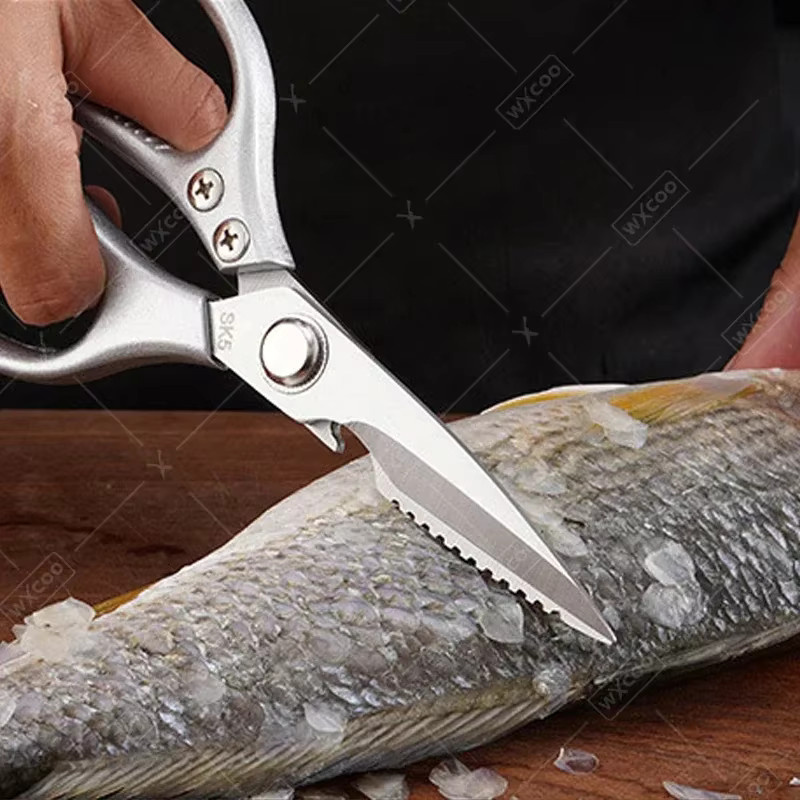 WXCOO Hühnerknochenschere aus Edelstahl in Silber als multifunktionale Küchenschere zum Schneiden von Geflügel und Fischfleisch - Bild 3