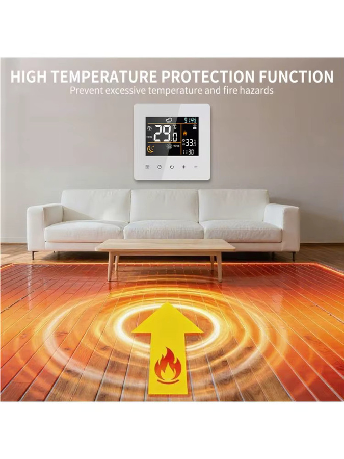 MINCO HEAT Smart WiFi Thermostat mit Tuya App Steuerung und LCD Display in Schwarz für elektrische Fußbodenheizung, Wasserfußbodenheizung und Gasboiler - Bild 5
