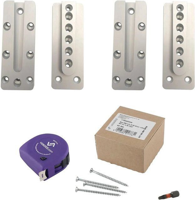 vasalat Set HVP Schwerlastverbinder aus Aluminium in Silber mit Spaxschrauben T-Star Plus und Bit TX20, Maße: Breite: 40 mm, Höhe: 110 mm, Tiefe: 12 mm - Bild 1