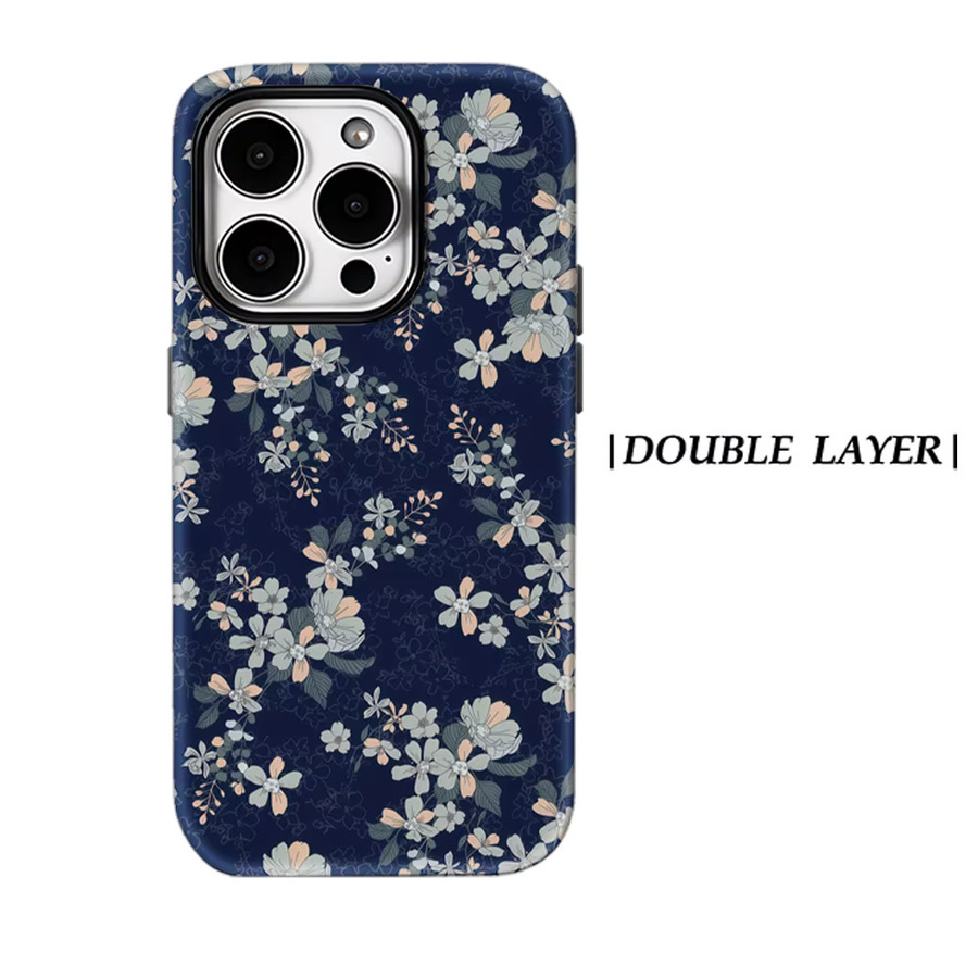 Potdemiel Handyhülle mit pastellfarbenen Blumen auf marineblauem Hintergrund für iPhone 17 16 15 14 13 Pro Max Plus, robuste doppelschichtige Hülle mit Magnetfunktion - Bild 6
