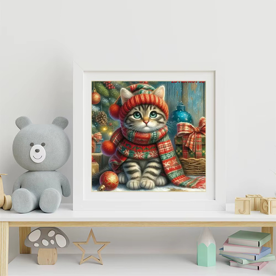 Potdemiel DIY 5D Diamant Malerei Kit Katze Motiv in Multicolour für Anfänger mit runden Steinen - Bild 2