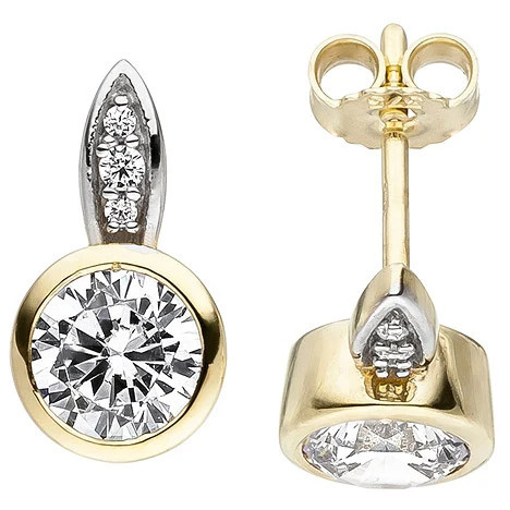 Colfem Ohrstecker 375 Gelbgold, 8 Zirkonia, Unisex - Bild 1