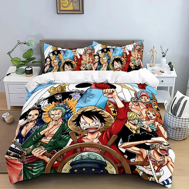 One Piece Bettwäscheset von JMG Household Supplies für Kinder und Jugendliche, Motiv-Bettbezug mit Kissenbezug, Mehrfarbig, B/B: 228 x 228 cm - Bild 1