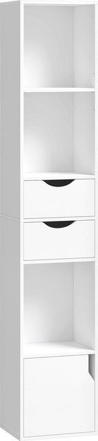 HOMCOM Bücherregal in Weiß mit 2 Schubladen und 3 offenen Regalebenen, moderner Aktenschrank für Büro, Wohnzimmer oder Schlafzimmer, B/T/H: 30 x 24 x 158 cm - Bild 1