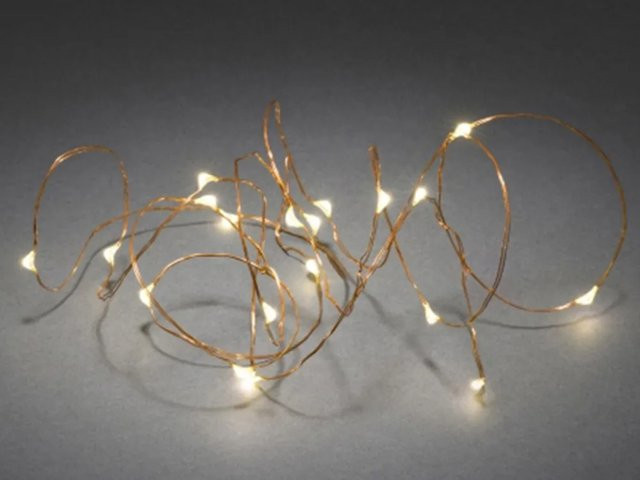 Konstsmide Micro LED Lichterkette für innen mit 20 warmweißen LEDs und kupferfarbenem Draht, batteriebetrieben - Bild 2