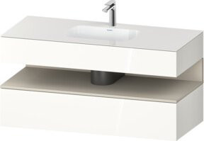 Duravit Qatego Einbauwaschtisch-Möbel-Set in Weiß Hochglanz, B/T/H: 120 x 55 x 60 cm - Bild 1