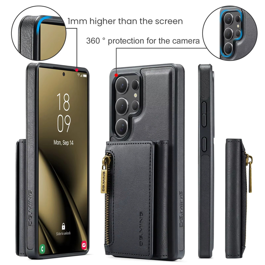 2 in 1 MagSafe Schutzhülle für Samsung Galaxy S25 S24 Ultra Plus FE mit Leder-Wallet, Kartenfach und magnetischem Kickstand in Schwarz oder Grün - Bild 2
