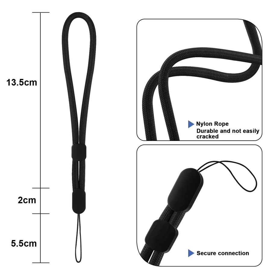 6er Set GoPro Handgelenk-Lanyard aus Nylon in Schwarz für Handy, Kamera und Schlüssel - Bild 2